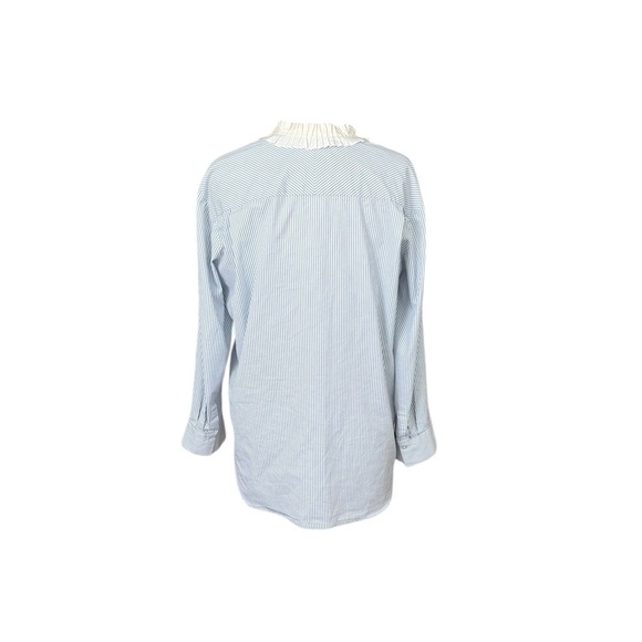 Sandro Paris Oversized Blue and White Striped Button Down Shirt Size 2 - Picture 4 of 12